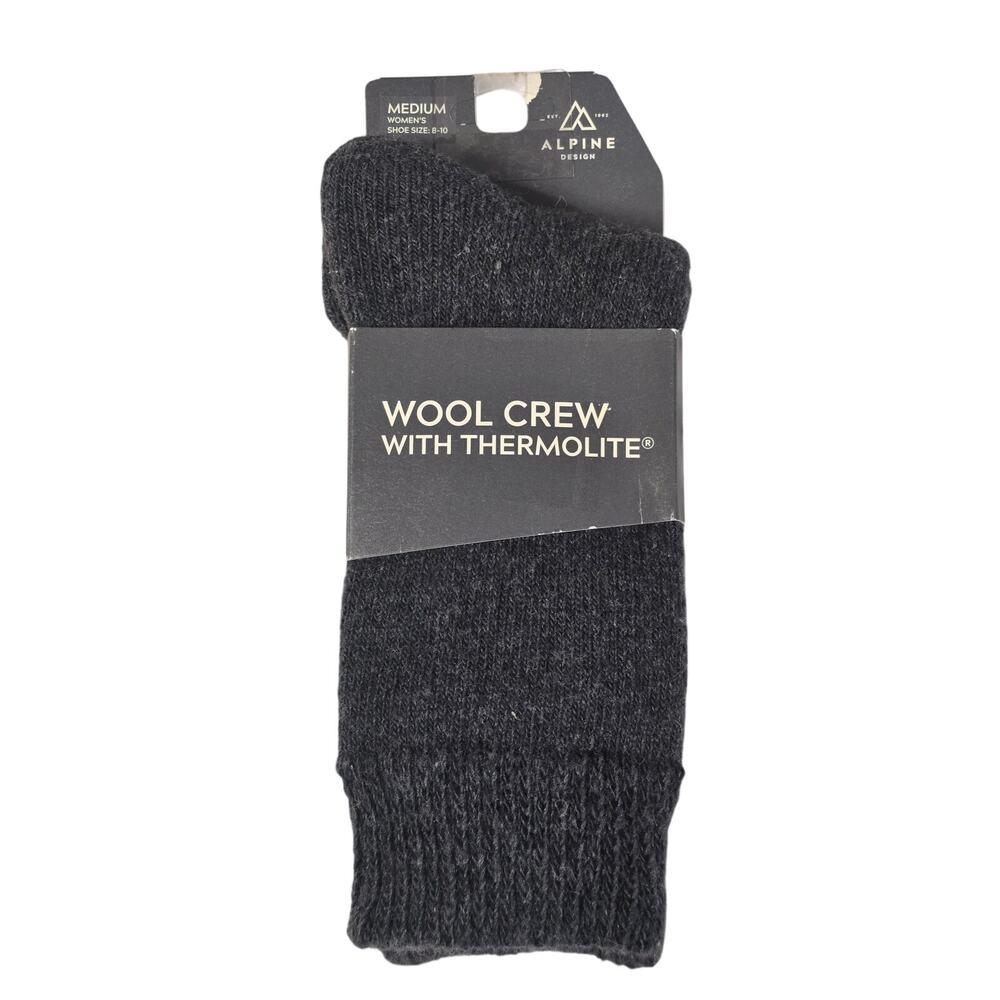 NWT Alpine Design Wool Crew Socks Women's Medium Thermolite Gray